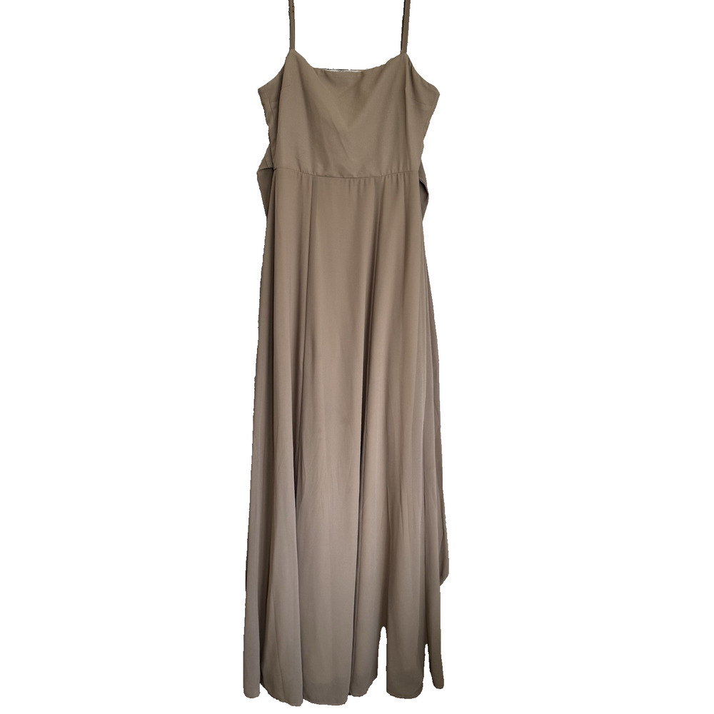 Show Me Your MuMu Soft Taupe Chiffon Lauren Tie Maxi Bridesmaid Dress Size S